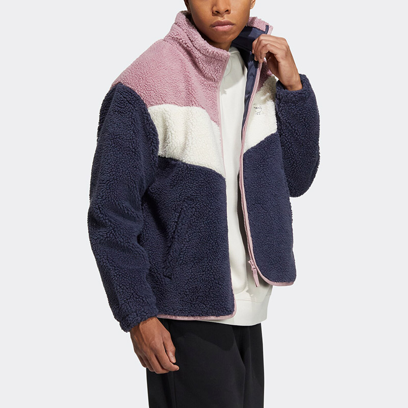 Adidas阿迪达斯男女情侣羊羔绒外套冬季新款休闲摇粒绒夹克HY9651