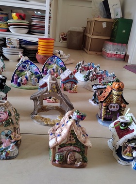 出口单bluesky手绘陶瓷烛屋房子摆件金丝熊仓鼠宝宝窝布鲁瓷