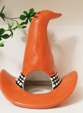 Bluesky布鲁瓷出口单陶瓷摆件烛台女巫帽仓鼠窝圣诞万圣节日氛围