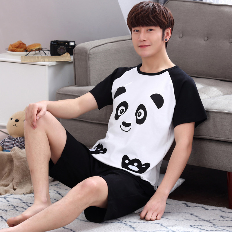 男士夏季短袖纯棉青少年可爱睡衣 亦菲苔睡衣/家居服套装