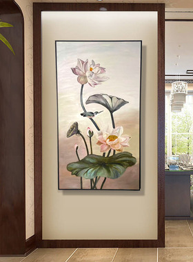 纯手绘油画客厅沙发背景墙装饰画餐厅花卉壁画玄关走廊过道挂画