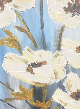纯手绘油画客厅沙发背景墙轻奢装饰画餐厅花卉玄关走廊过道挂画