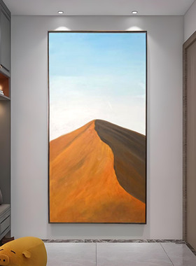纯手绘油画入户玄关装饰画金色