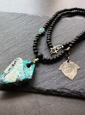 月末魔羯。原创。|箭头| 天然绿松石箭头。黑檀木珠。项链