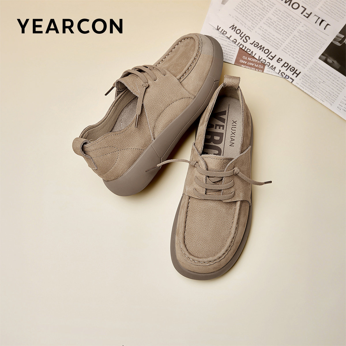 意尔康女鞋春秋季女士真皮深口单鞋平底休闲复古袋鼠小皮鞋英伦风,淘宝优惠券,粉丝福利购,淘宝优惠卷