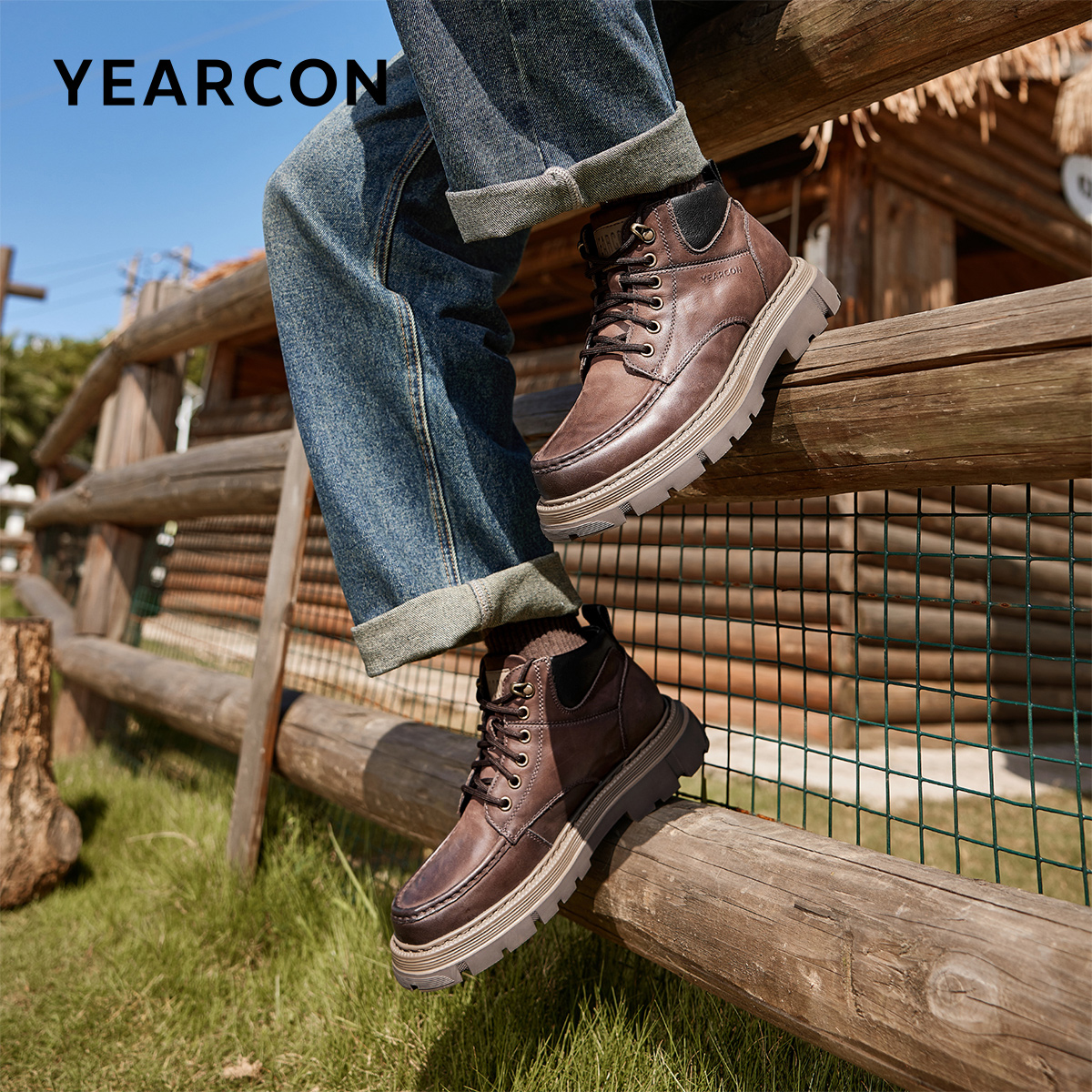 意尔康男鞋2025新款秋冬季真皮工装鞋男士靴子高帮皮鞋男款马丁靴 - 图2