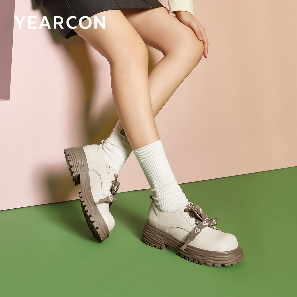 意尔康女鞋春秋季真皮英伦学院风百搭小皮鞋粗跟深口单鞋牛津鞋,淘宝优惠券,粉丝福利购,淘宝优惠卷