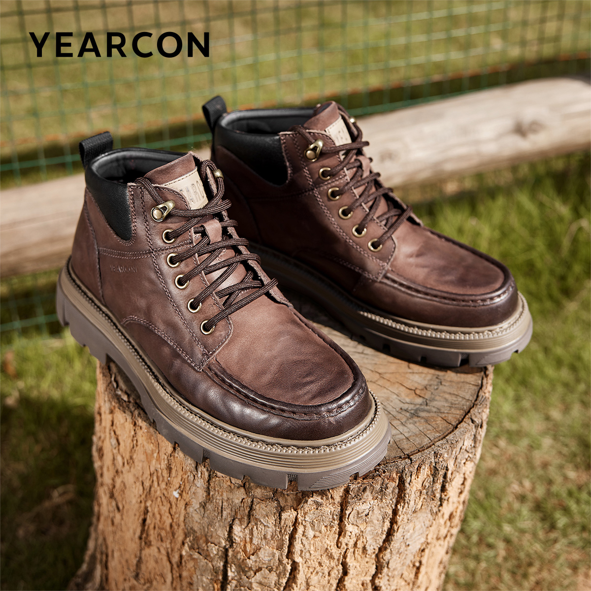 意尔康男鞋2025新款秋冬季真皮工装鞋男士靴子高帮皮鞋男款马丁靴 - 图1