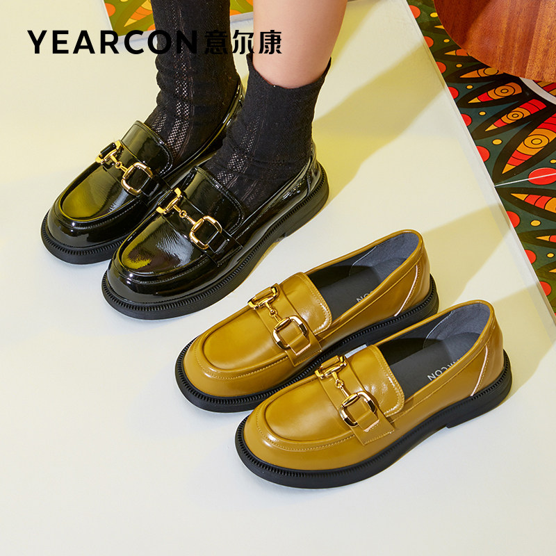 意尔康2022新款女士英伦风小皮鞋 意尔康皮鞋单鞋