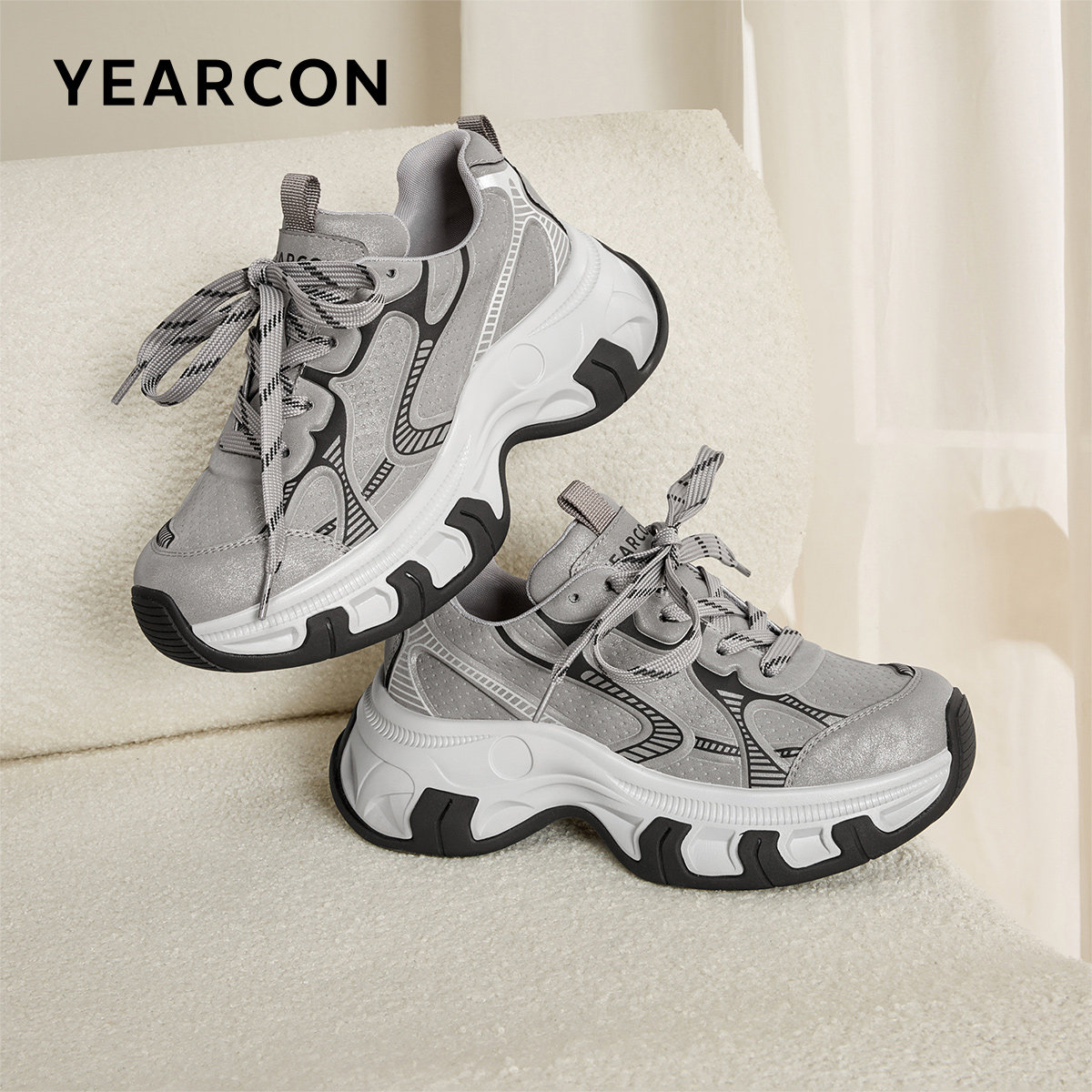 意尔康女鞋2025新款老爹鞋运动休闲厚底百搭时尚潮酷女士单鞋,淘宝优惠券,粉丝福利购,淘宝优惠卷