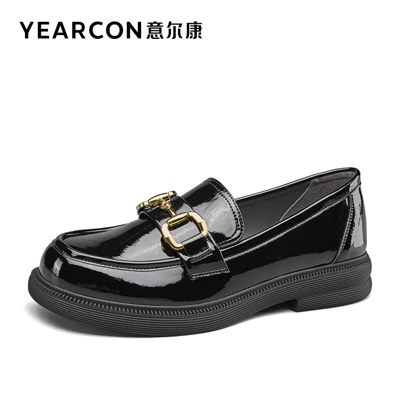 意尔康2022新款女士英伦风小皮鞋 意尔康皮鞋单鞋