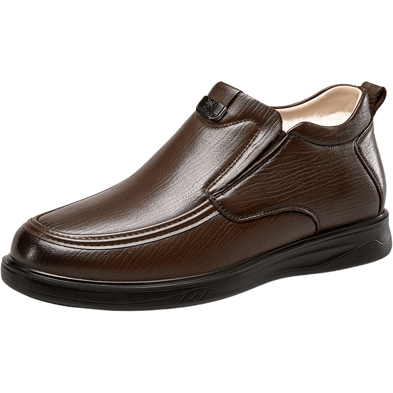 意尔康男鞋2025冬季真皮高帮皮鞋加绒加厚保暖中老年男士爸爸棉鞋,淘宝优惠券,粉丝福利购,淘宝优惠卷