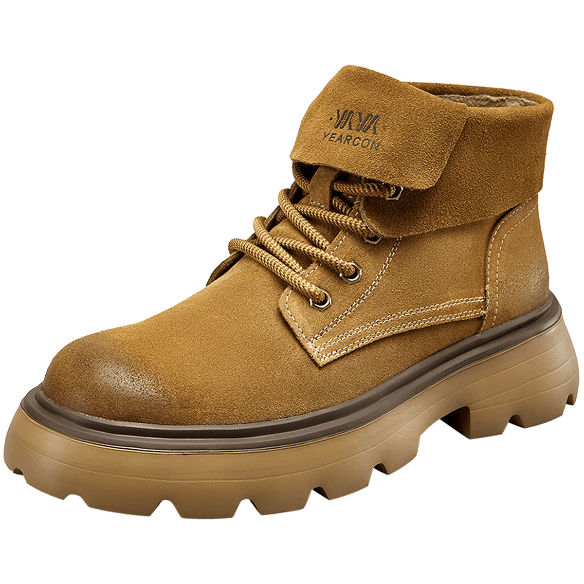 意尔康男鞋秋冬厚底男士复古加绒马丁靴英伦风短靴户外休闲工装靴 - 图3
