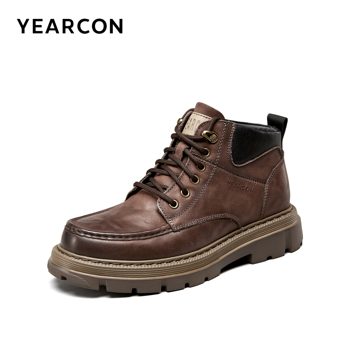 意尔康男鞋2025新款秋冬季真皮工装鞋男士靴子高帮皮鞋男款马丁靴 - 图0