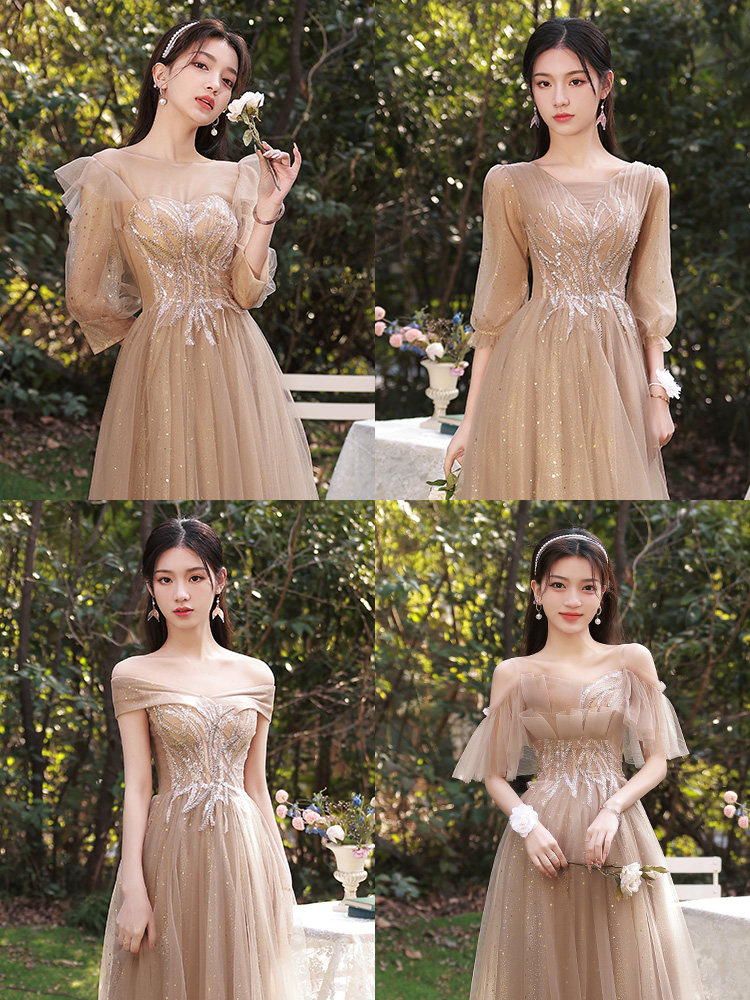 出租赁伴娘服长款2024新款显瘦姐妹晚礼服表演学生演出合唱连衣裙