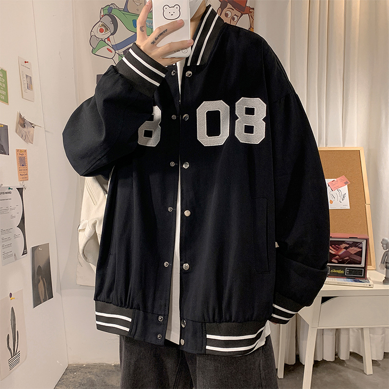 夹克外套男秋冬新款 港风大码棒球服青少年帅气百搭加绒厚开衫 ins 夹克外套男秋冬新款 港风大码棒球服青少年帅气百搭加绒厚开衫 ins
