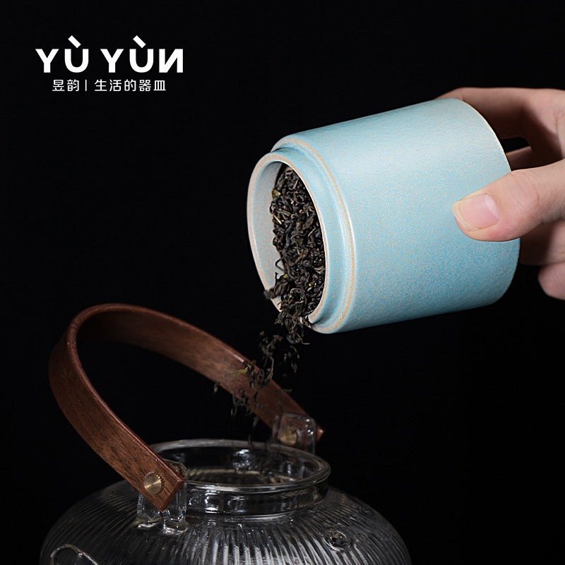 昱韵陶瓷茶叶罐小号便携茶叶储存罐创意密封罐储茶罐存茶罐日式-图1