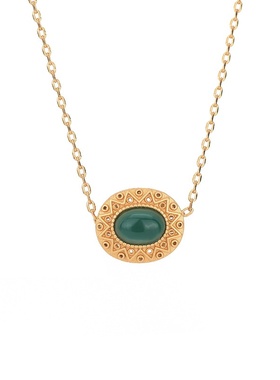 直播供货中国风旗袍古装配饰古法镀金镶嵌天然玉髓玛瑙挂坠项链女