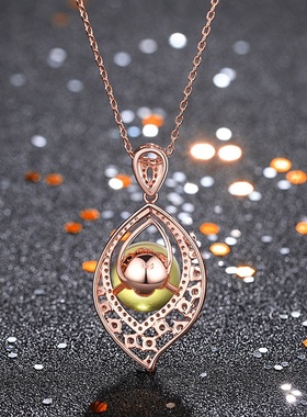 网红直播供货中国风古典旗袍汉服女生配饰蓝珀琥珀圆珠吊坠项链