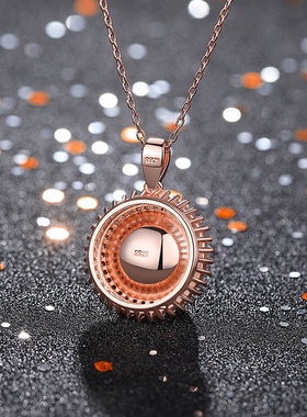 2021秋冬季国潮新品配饰镀玫瑰金镶嵌二代蓝珀琥珀雪花挂坠项链女