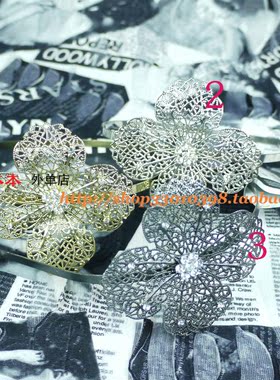 出口原单银黑色水钻发箍金属拉丝
