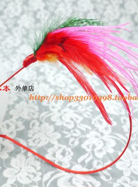 欧美风杂志款绿色羽毛细边发卡