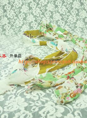欧美风黄色雪纺飘带宽边头箍发卡