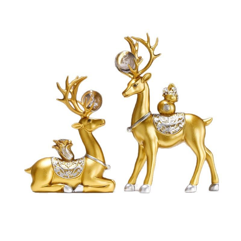 中式百财福鹿招财摆件客厅电视柜酒柜玄关装饰品新房乔迁送人礼物,淘宝优惠券,粉丝福利购,淘宝优惠卷