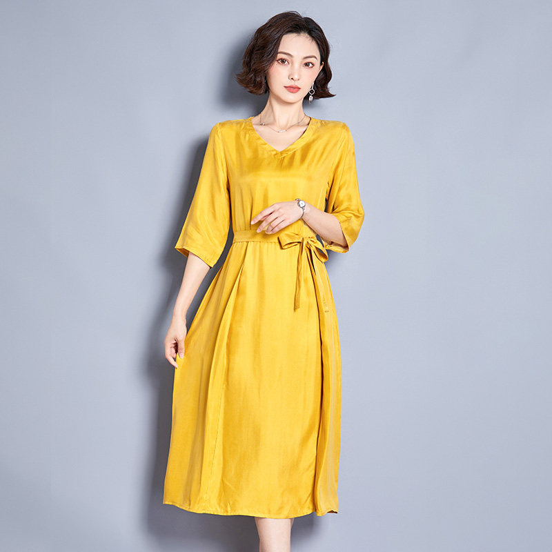 重磅真铜氨丝收腰夏新款真丝连衣裙 敏朵连衣裙