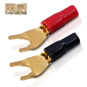 甬威 音箱线Y插接线头 喇叭线音响线Y型插头 纯铜镀金功放插头