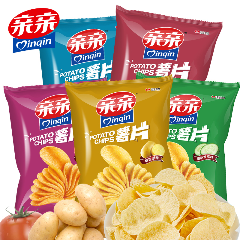 亲亲薯片60g*8包网红零食小吃休闲食品办公室小零食充饥夜宵整箱