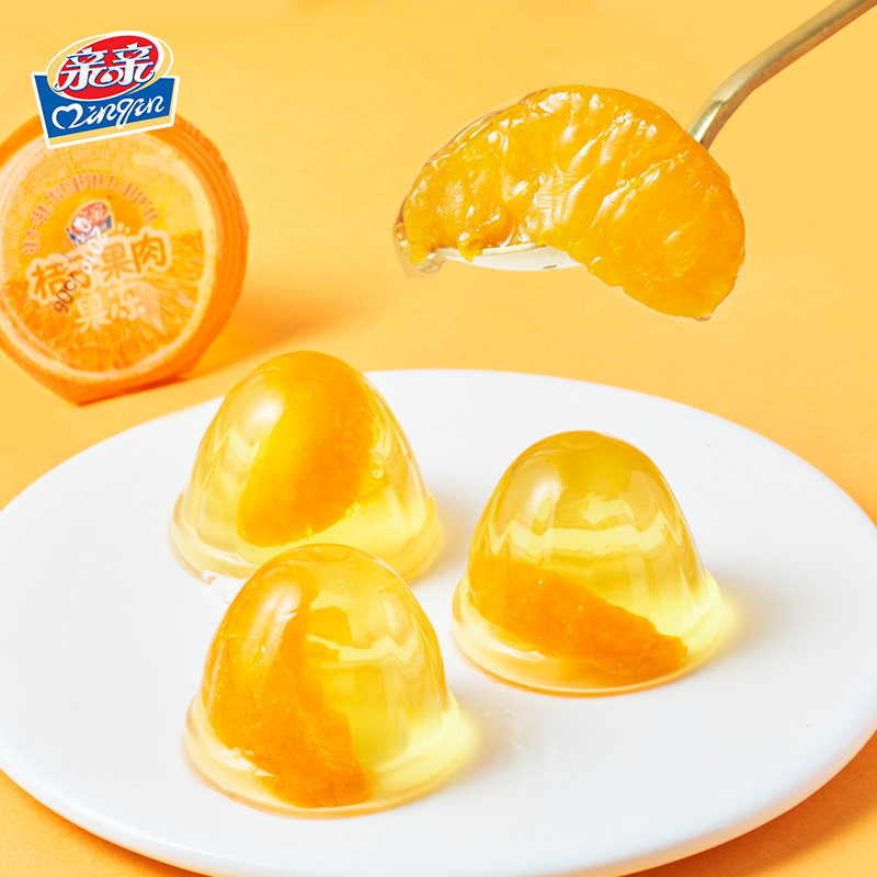 亲亲桔子果肉果冻240g*4袋真橘子布丁儿童零食零食大礼包水果
