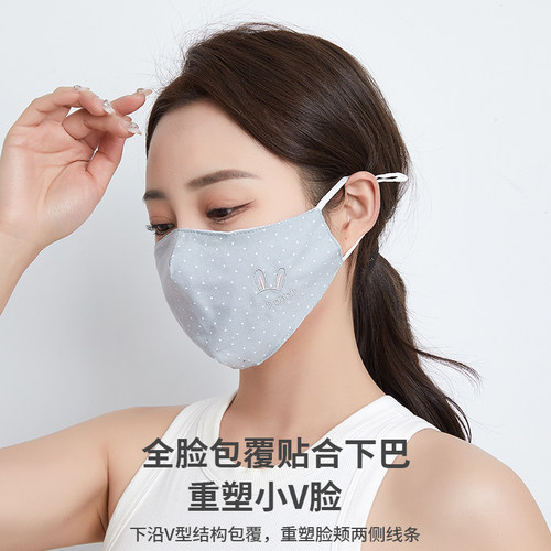 时尚薄款纯棉口罩女高颜值秋冬季保暖防寒防风面罩骑行全棉可水洗 - 图1