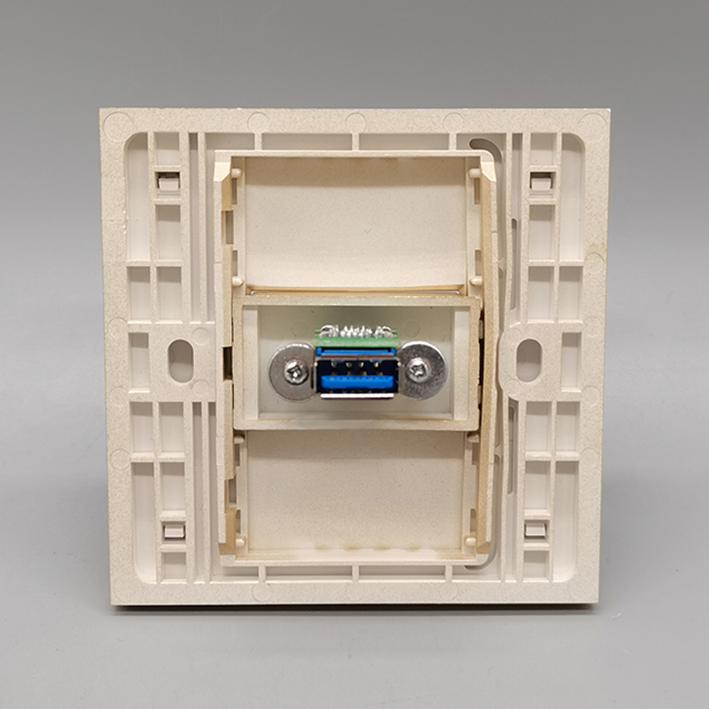 香槟金86型一位USB3.0直插插座母对母直插单口USB数据延长线面板 - 图1