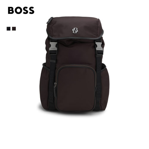 【七夕礼物】【礼物 双肩包】BOSS博斯 男士双B铰链徽标双肩包 - 图2