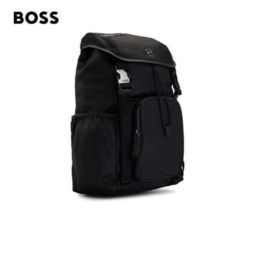 【七夕礼物】【礼物 双肩包】BOSS博斯 男士双B铰链徽标双肩包 - 图0