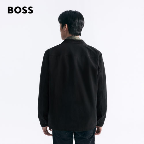 【行政夹克】BOSS博斯26新款男休闲通勤拉链开合做旧宽松夹克外套 - 图0
