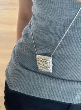 秋冬长款中古编织耳机包包项链