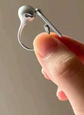 银色可敲打设计木鱼戒指个性趣味