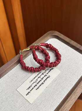 设计感小众复古秋冬耳圈皮质高级