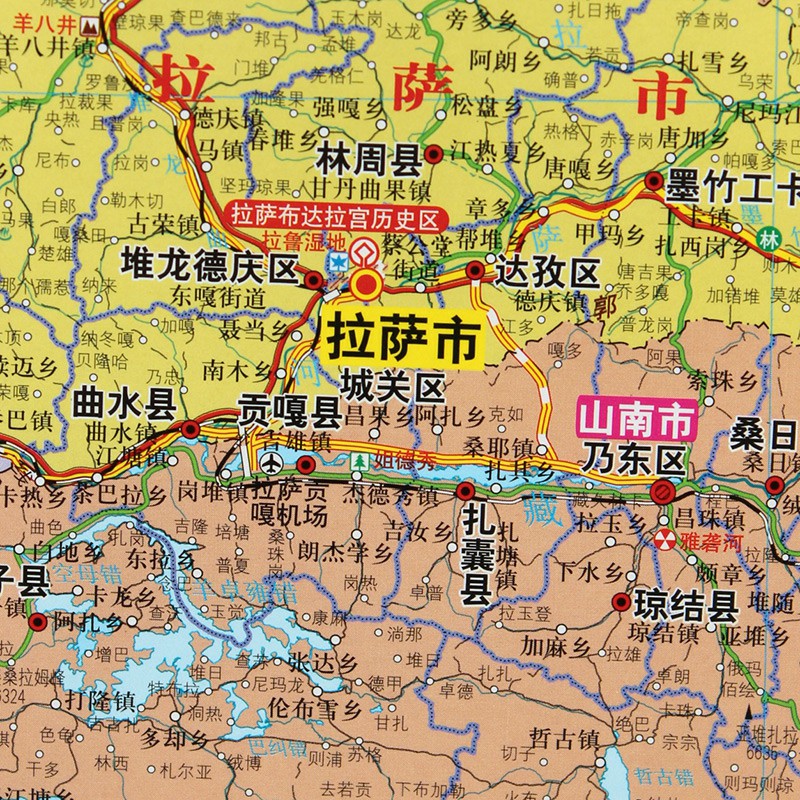 2022年新版西藏自治区地图长约106cm高清画质详细内容市级行政区划西藏交通线路参考地图办公会议室家庭通用地图-图2