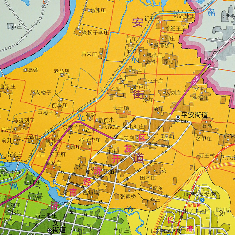 【官方直营】长清区地图挂图济南市区地图交通铁路高速地图详细到部分村镇街道约1.1x0.8米覆膜防水无折痕济南市区县地图系列-图1