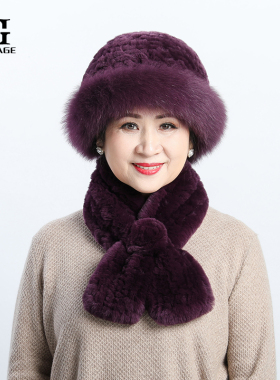 狐狸毛妈妈老人奶奶围巾皮草帽子