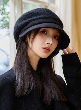 复古百搭秋冬保暖女针织贝雷帽