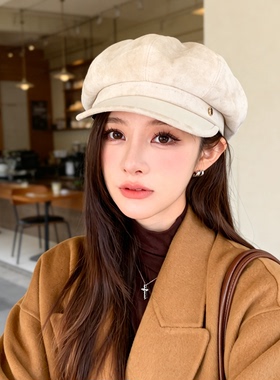 英伦复古秋冬女贝雷帽显脸小