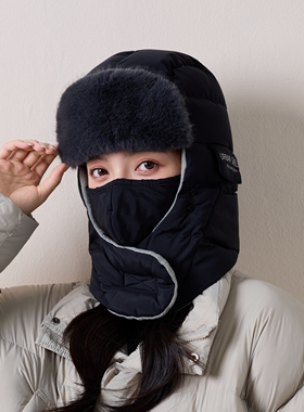 女士冬季全包护耳加绒雷锋帽