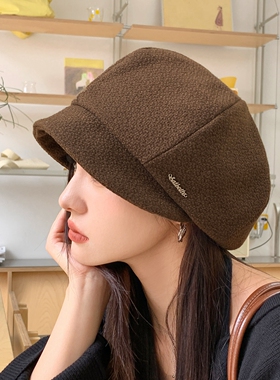 秋冬保暖英伦女八角贝雷帽显脸小