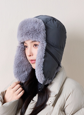 冬季女款毛绒加厚防风雷锋帽