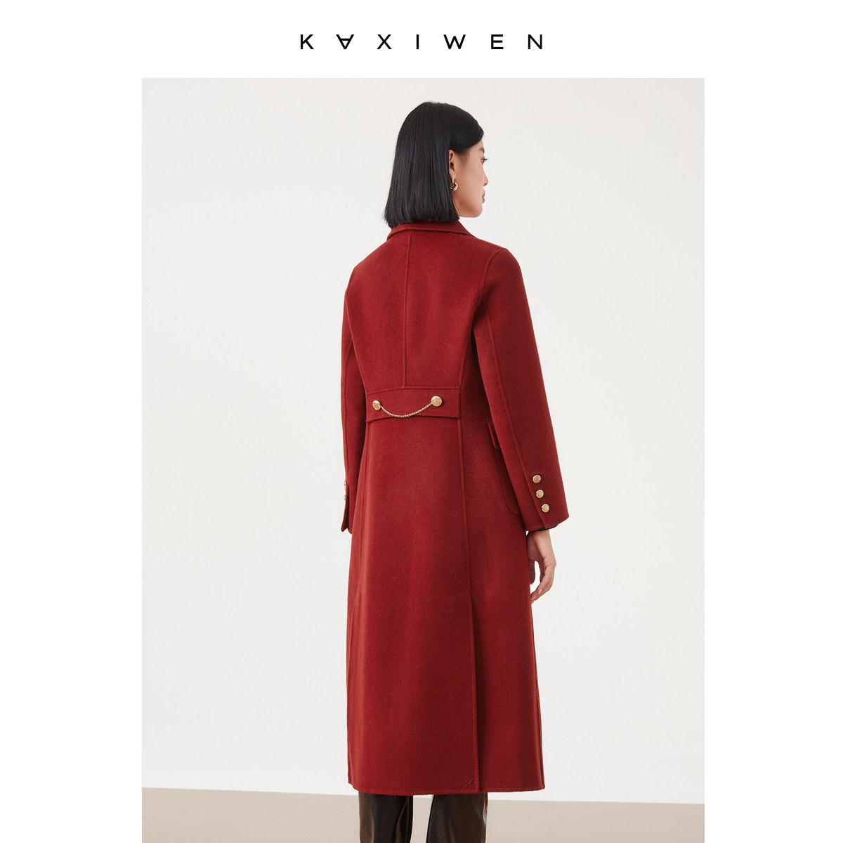 佧茜文军旅风呢大衣女23冬季新款100%绵羊毛中长款风衣气质上衣,淘宝优惠券,粉丝福利购,淘宝优惠卷