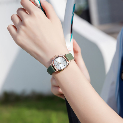 聚利时学生手表女款2025新款高颜值考试考研静音真皮防水石英腕表 - 图2